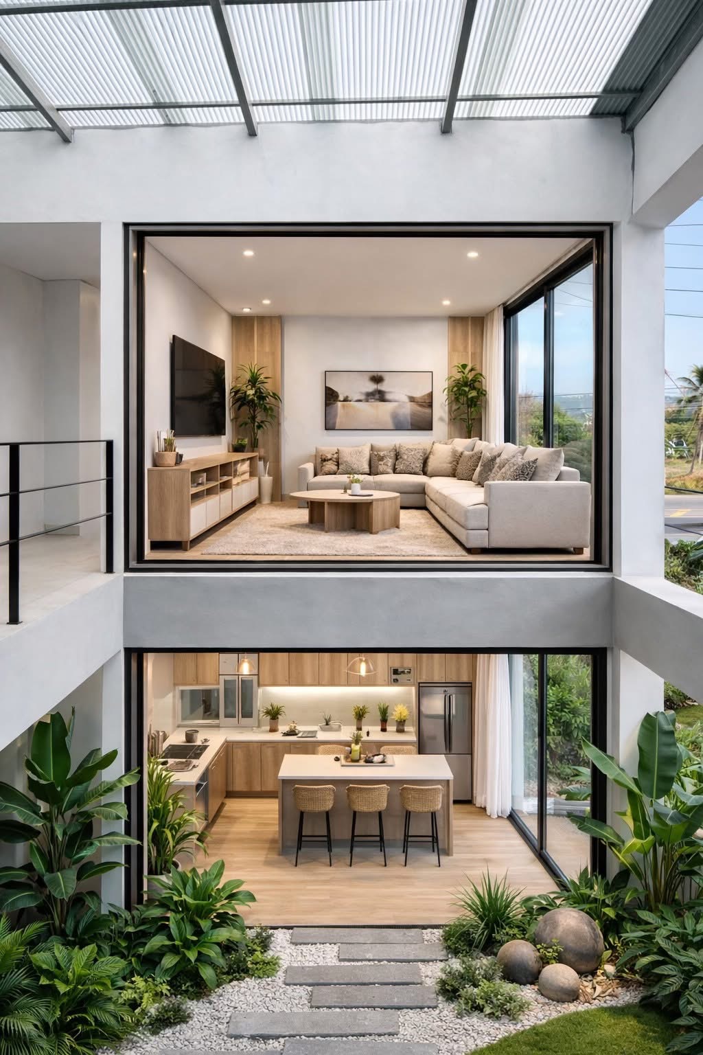 Movana Aonang — two-story living space with garden courtyard
